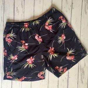 Tommy Bahama Dark Floral Swim Trunks - Black Iris